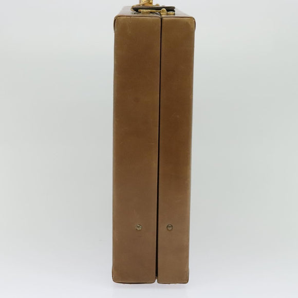 LOEWE Anagram Attache Case Hand Bag Leather Beige Auth ki5434