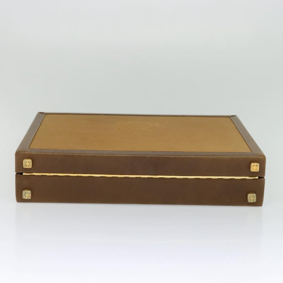 LOEWE Anagram Attache Case Hand Bag Leather Beige Auth ki5434