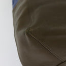 CELINE Vertical Cabas Hand Bag Leather Blue Brown Auth ki5445-12