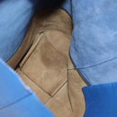 CELINE Vertical Cabas Hand Bag Leather Blue Brown Auth ki5445-18