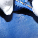 CELINE Vertical Cabas Hand Bag Leather Blue Brown Auth ki5445-21