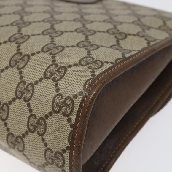 GUCCI GG Supreme Web Sherry Line Clutch Bag PVC Beige Red 156 01 031 Auth ki5446