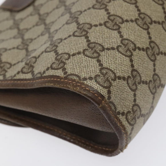 GUCCI GG Supreme Web Sherry Line Clutch Bag PVC Beige Red 156 01 031 Auth ki5446