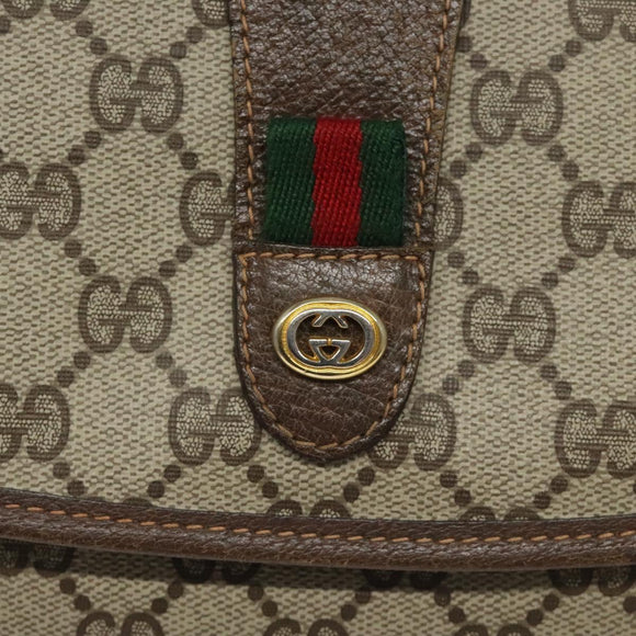 GUCCI GG Supreme Web Sherry Line Clutch Bag PVC Beige Red 156 01 031 Auth ki5446