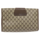 GUCCI GG Supreme Web Sherry Line Clutch Bag PVC Beige Red 156 01 031 Auth ki5446-2