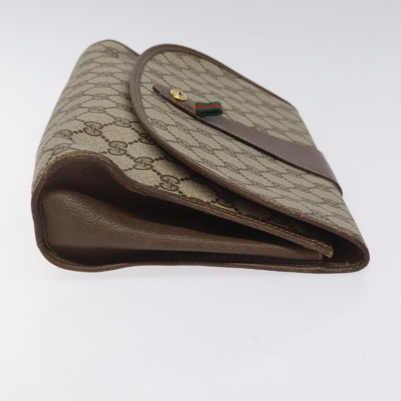 GUCCI GG Supreme Web Sherry Line Clutch Bag PVC Beige Red 156 01 031 Auth ki5446