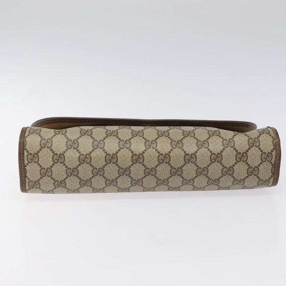 GUCCI GG Supreme Web Sherry Line Clutch Bag PVC Beige Red 156 01 031 Auth ki5446