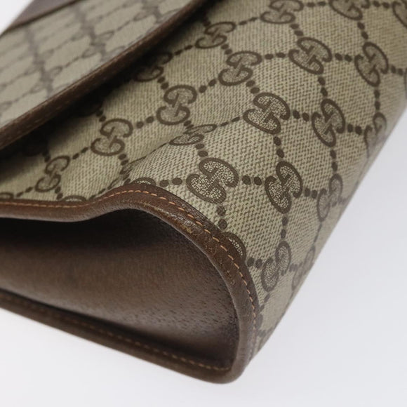 GUCCI GG Supreme Web Sherry Line Clutch Bag PVC Beige Red 156 01 031 Auth ki5446