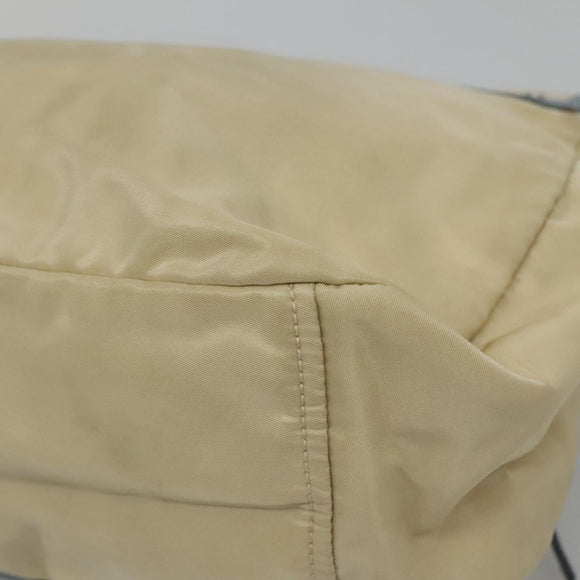 PRADA Shoulder Bag Nylon Leather Beige Auth ki5455