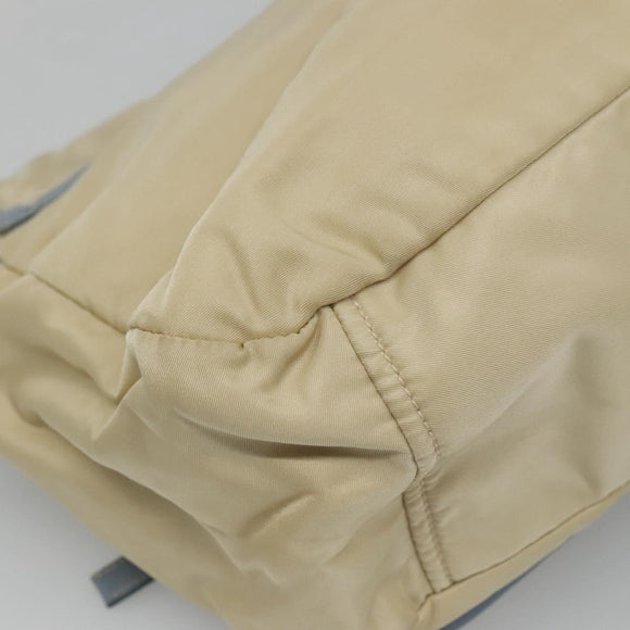 PRADA Shoulder Bag Nylon Leather Beige Auth ki5455