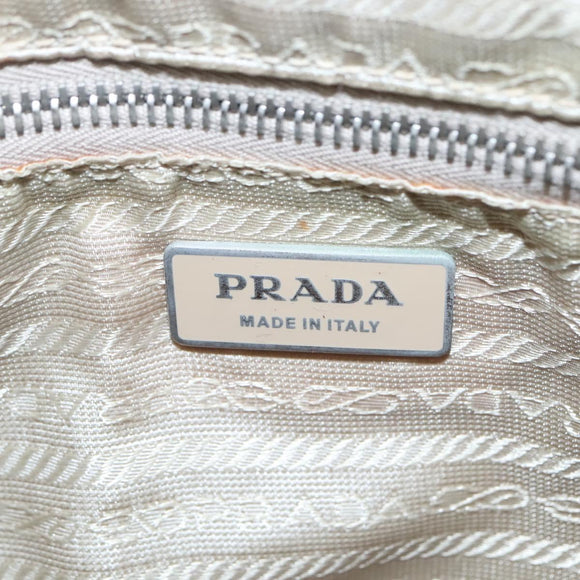 PRADA Shoulder Bag Nylon Leather Beige Auth ki5455