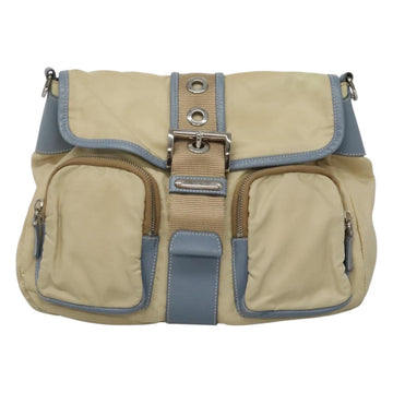 PRADA Shoulder Bag Nylon Leather Beige Auth ki5455 - 0