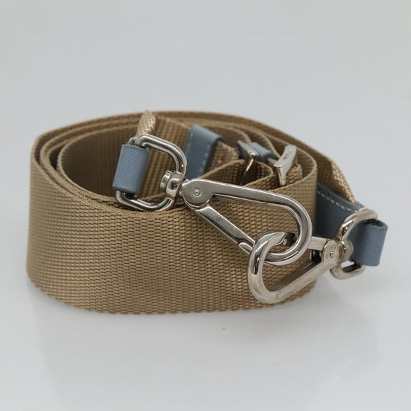PRADA Shoulder Bag Nylon Leather Beige Auth ki5455
