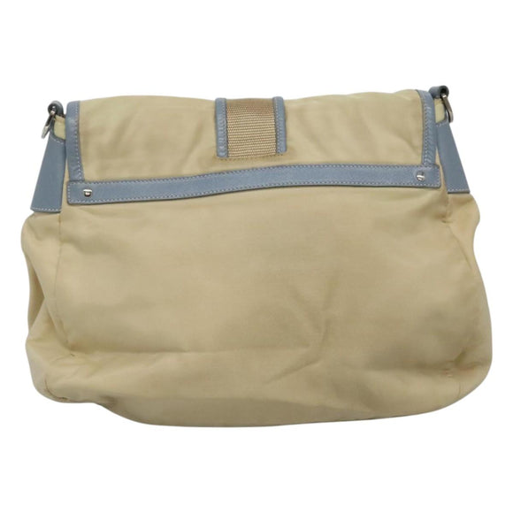 PRADA Shoulder Bag Nylon Leather Beige Auth ki5455