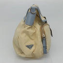 PRADA Shoulder Bag Nylon Leather Beige Auth ki5455-4