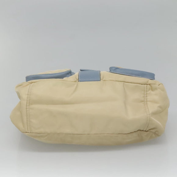 PRADA Shoulder Bag Nylon Leather Beige Auth ki5455
