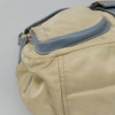 PRADA Shoulder Bag Nylon Leather Beige Auth ki5455-9