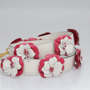 PRADA Flower Shoulder Strap Leather 40.2"""" White Auth ki5474V-4