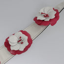 PRADA Flower Shoulder Strap Leather 40.2"" White Auth ki5474V-6