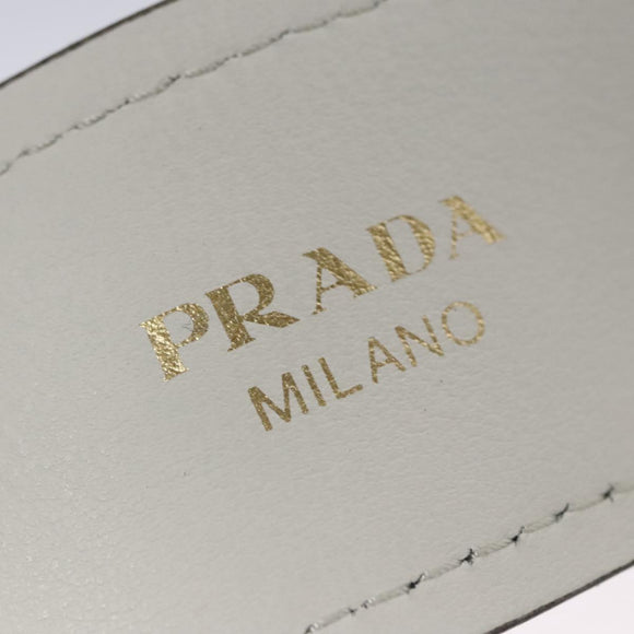 PRADA Flower Shoulder Strap Leather 40.2"" White Auth ki5474V