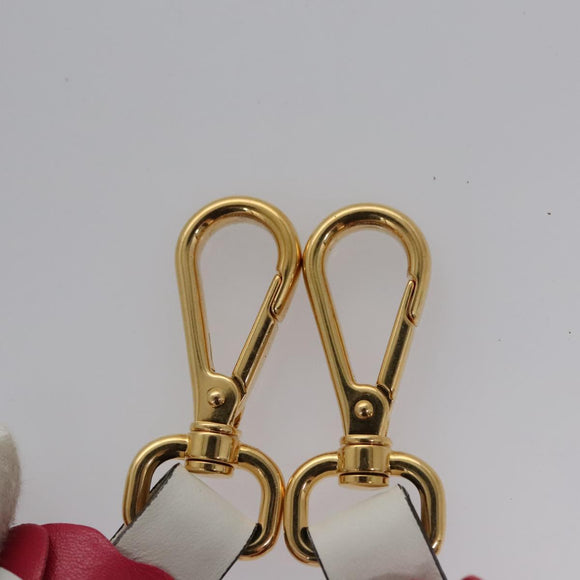 PRADA Flower Shoulder Strap Leather 40.2"" White Auth ki5474V