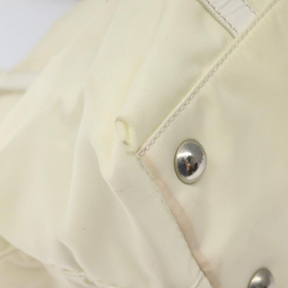 PRADA Hand Bag Nylon White Silver Auth ki5482