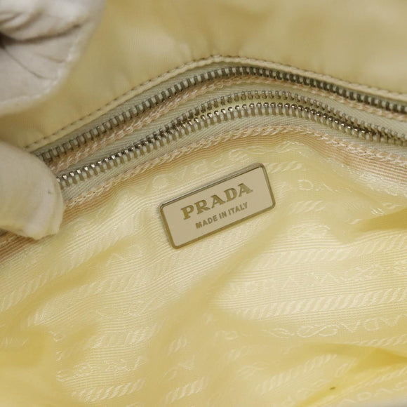 PRADA Hand Bag Nylon White Silver Auth ki5482