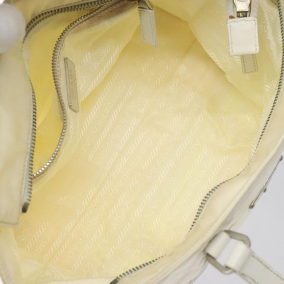 PRADA Hand Bag Nylon White Silver Auth ki5482