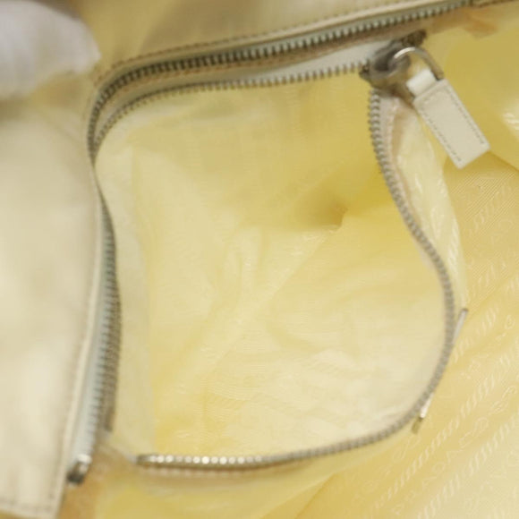 PRADA Hand Bag Nylon White Silver Auth ki5482