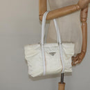 PRADA Hand Bag Nylon White Silver Auth ki5482-23