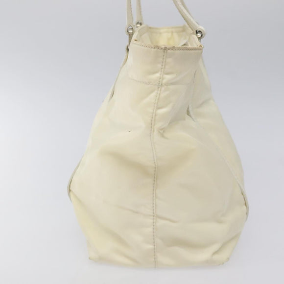 PRADA Hand Bag Nylon White Silver Auth ki5482