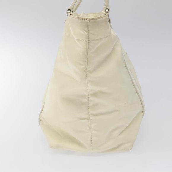 PRADA Hand Bag Nylon White Silver Auth ki5482