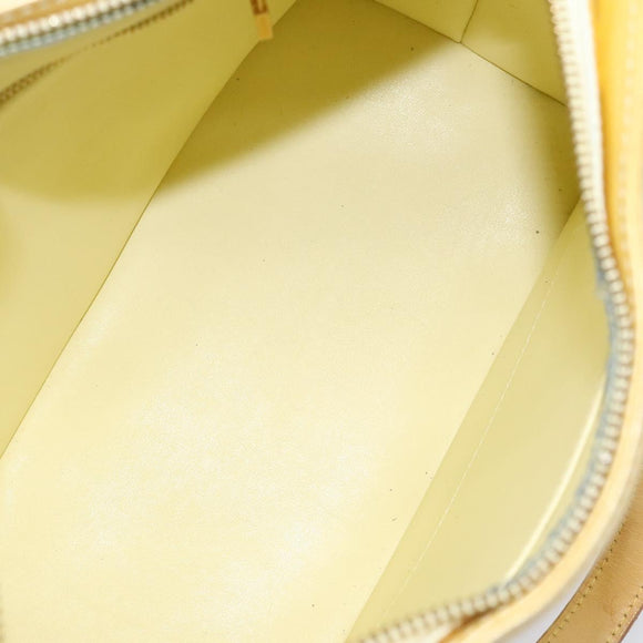 LOUIS VUITTON Monogram Vernis Houston Hand Bag Lime Yellow M91055 LV Auth ki5489