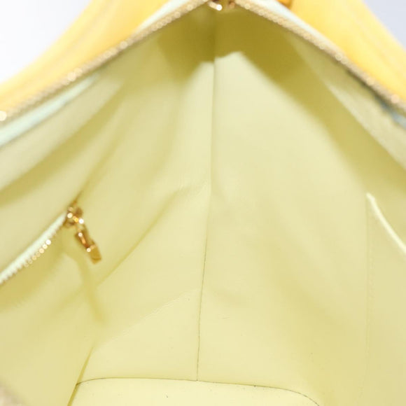 LOUIS VUITTON Monogram Vernis Houston Hand Bag Lime Yellow M91055 LV Auth ki5489