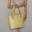 LOUIS VUITTON Monogram Vernis Houston Hand Bag Lime Yellow M91055 LV Auth ki5489-23