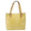 LOUIS VUITTON Monogram Vernis Houston Hand Bag Lime Yellow M91055 LV Auth ki5489-2