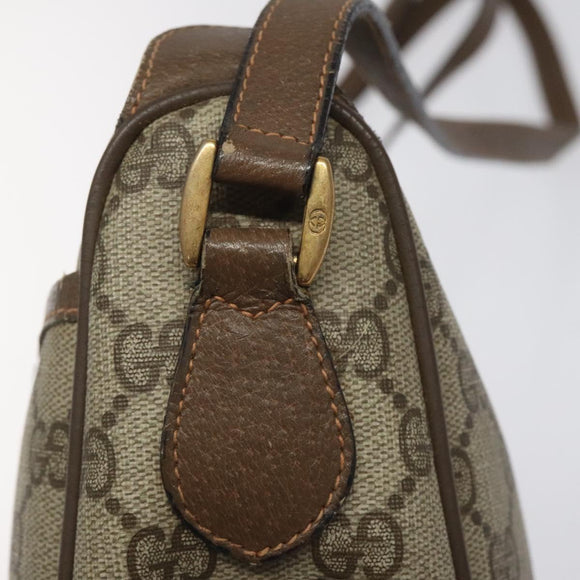 GUCCI GG Supreme Web Sherry Line Shoulder Bag PVC Beige Gold Red Auth ki5490