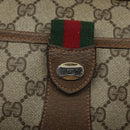 GUCCI GG Supreme Web Sherry Line Shoulder Bag PVC Beige Gold Red Auth ki5490-18