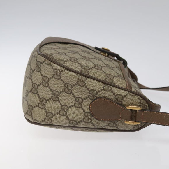 GUCCI GG Supreme Web Sherry Line Shoulder Bag PVC Beige Gold Red Auth ki5490