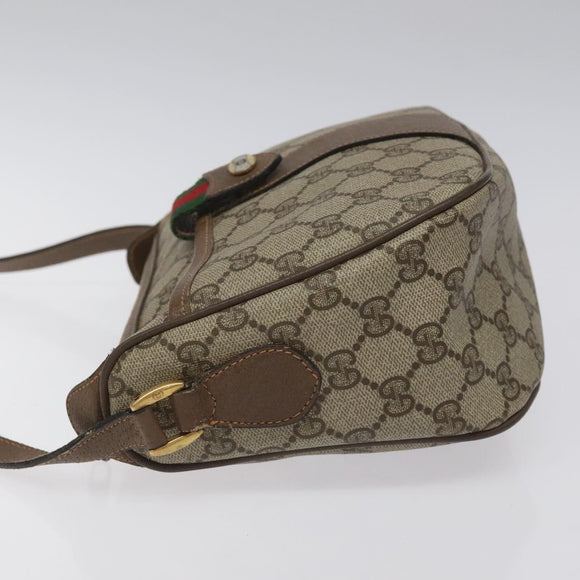 GUCCI GG Supreme Web Sherry Line Shoulder Bag PVC Beige Gold Red Auth ki5490