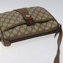 GUCCI GG Supreme Web Sherry Line Shoulder Bag PVC Beige Gold Red Auth ki5490-6