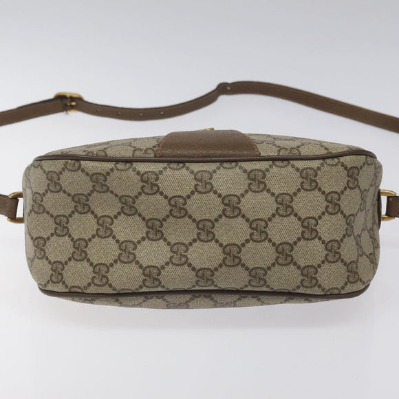 GUCCI GG Supreme Web Sherry Line Shoulder Bag PVC Beige Gold Red Auth ki5490