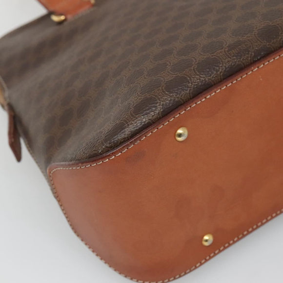 CELINE Macadam Canvas Hand Bag PVC Leather 2way Gold Brown Auth ki5507V