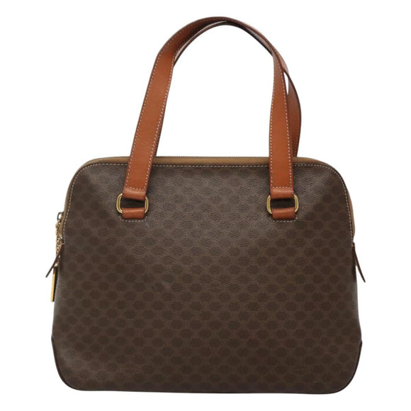 CELINE Macadam Canvas Hand Bag PVC Leather 2way Gold Brown Auth ki5507V