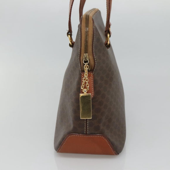 CELINE Macadam Canvas Hand Bag PVC Leather 2way Gold Brown Auth ki5507V