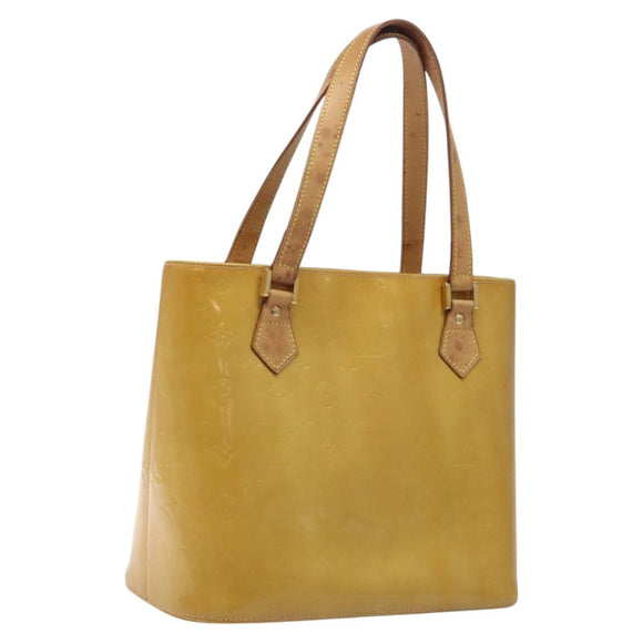 LOUIS VUITTON Monogram Vernis Houston Hand Bag Beige M91004 LV Auth ki5519