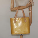 LOUIS VUITTON Monogram Vernis Houston Hand Bag Beige M91004 LV Auth ki5519-23