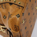 MCM Vicetos Logogram Hand Bag PVC Leather Brown Gold Auth ki5520-17