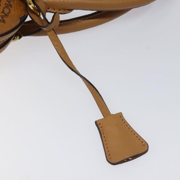 MCM Vicetos Logogram Hand Bag PVC Leather Brown Gold Auth ki5520