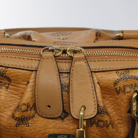 MCM Vicetos Logogram Hand Bag PVC Leather Brown Gold Auth ki5520